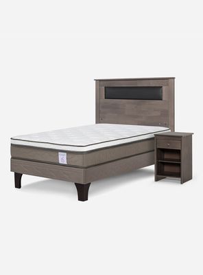 Cama Europea New Style 6 1 Plaza + Respaldo + Velador