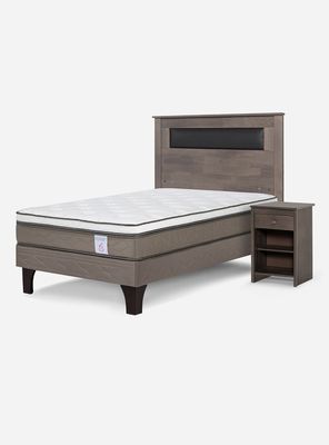 Cama Europea New Style 6 1.5 Plazas + Respaldo + Velador