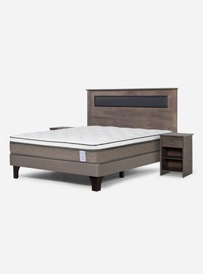 Cama Europea New Style 6 2 Plazas + Respaldo + Veladores