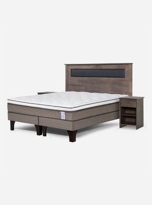Cama Europea New Style 6 King + Respaldo + Velador