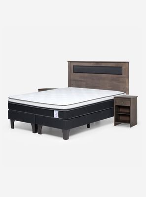 Cama Europea New Style 6 King + Respaldo + Velador
