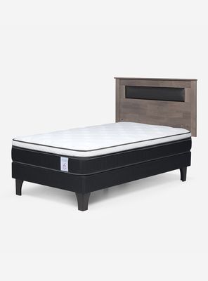Cama Europea New Style 6 1.5 Plazas Base Normal + Respaldo