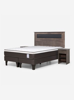 Cama Europea New Style 4 Plus Base Dividida 2 Plazas + Muebles