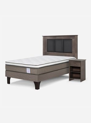 Cama Europea New Style 6 1.5 Plazas + Respaldo + Velador
