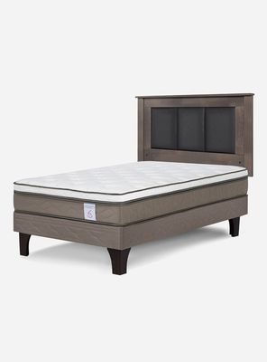 Cama Europea New Style 6 1.5 Plazas + Respaldo Claro