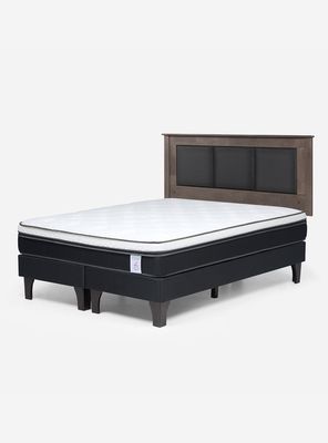 Cama Europea New style 6 2 Plazas Base Dividida + Respaldo