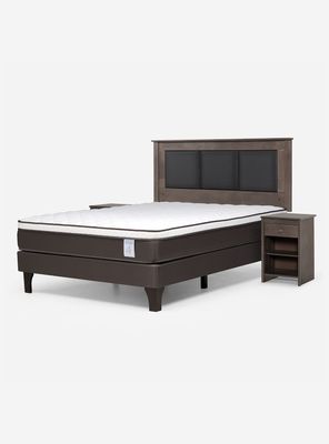 Cama Europea New style 4 plus 2 Plazas Base Dividida + Set de Muebles