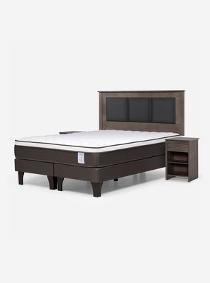Cama Europea New style 4 plus 2 Plazas Base Dividida + Respaldo + Veladores