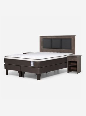 Camas Europeas New Style 4 Plus King Respaldo + Veladores