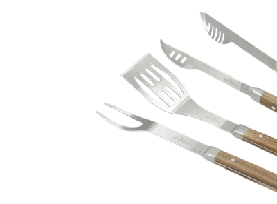 Imagen 2 del producto Set 4 Utensilios Asado Acero Acacia