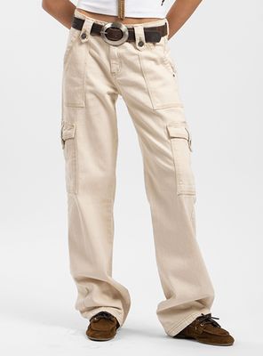 Jeans Cargo Tiro Alto Juana Crudo