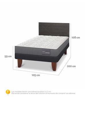 Imagen 2 del producto Cama Europea Anatomic 1.5 Plazas Respaldo Villarrica Gris