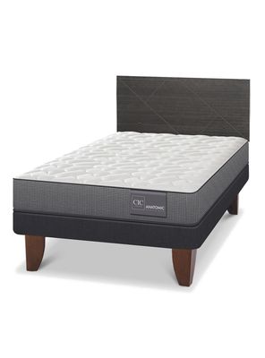 Cama Europea Anatomic 1.5 Plazas Respaldo Villarrica Gris