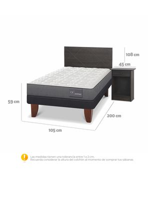 Imagen 2 del producto Cama Europea Anatomic 1.5 Plazas Set Villarrica Gris