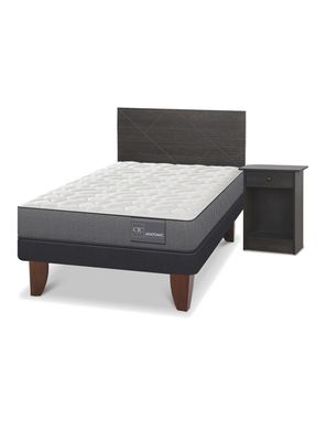 Cama Europea Anatomic 1.5 Plazas Set Villarrica Gris