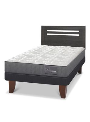 Cama Europea Anatomic 1.5 Plazas Respaldo Munich Gris