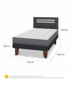 Imagen 2 del producto Cama Europea Anatomic 1.5 Plazas Respaldo Munich Gris