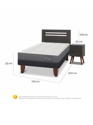 Imagen 2 del producto Cama Europea Anatomic 1.5 Plazas Munich Gris