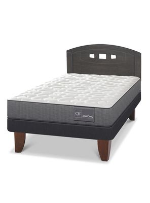 Cama Europea Anatomic 1.5 Plazas Respaldo Gales Gris