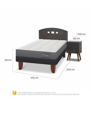 Imagen 2 del producto Cama Europea Anatomic 1.5 Plazas Set Gales Gris