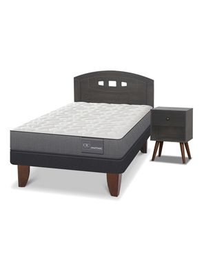 Cama Europea Anatomic 1.5 Plazas Set Gales Gris