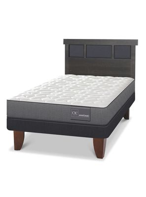 Imagen 1 del producto Cama Europea Anatomic 1.5 Plazas Respaldo Dublin Gris