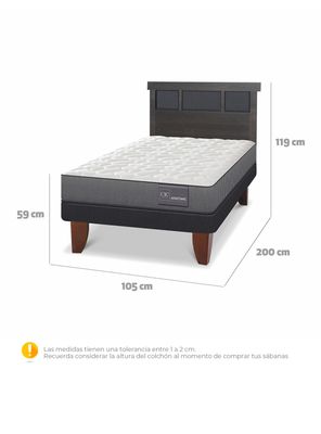 Imagen 2 del producto Cama Europea Anatomic 1.5 Plazas Respaldo Dublin Gris