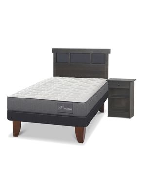 Cama Europea Anatomic 1.5 Plazas Set Muebles Dublin Gris