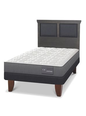 Cama Europea Anatomic 1.5 Plazas Respaldo Torino Gris