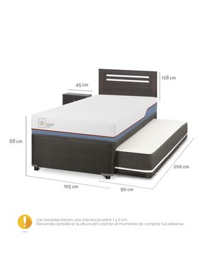 Imagen 2 del producto Diván Excellence Plus Black 1.5 Plazas Set Munich Gris