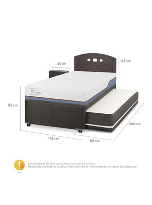 Imagen 2 del producto Diván Excellence Plus Black 1.5 Plazas Set Gales Gris