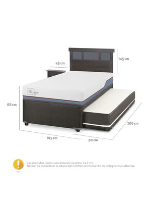 Imagen 2 del producto Diván Excellence Plus Black 1.5 Plazas Set Dublin Gris