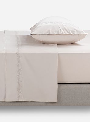 Sábanas Klassic Bordada Botánica Natural 1.5 Plazas 220 Hilos