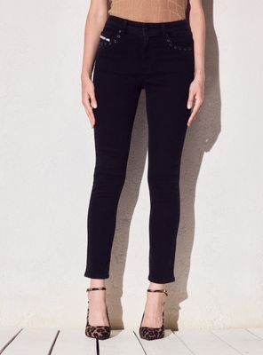 Jeans Skinny con Tachas en Bolsillos