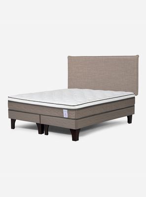 Cama Europea New Style 6 Base Dividida 2 Plazas + Respaldo