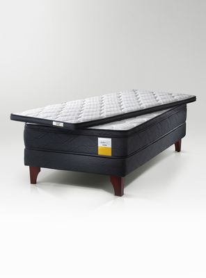 Imagen 2 del producto Cama Europea Eurotop 1 Plaza 90x200 Base Normal + Topper + Respaldo