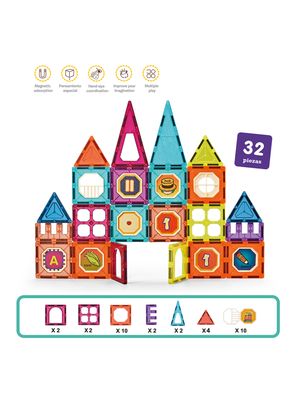 Imagen 2 del producto Bloques Magnéticos para Construir 32 Piezas 