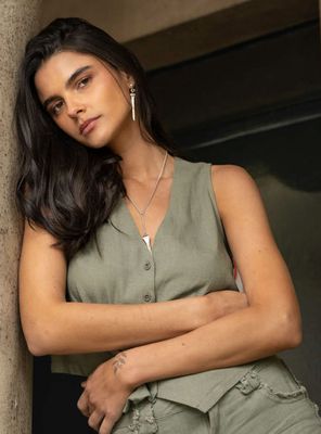 Vest Lino Pipa Verde