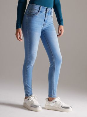 Jeans Skinny Elasticado Doble Botón