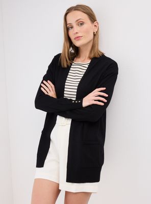 Chaleco Delgado Tipo Kimono con Bolsillos.