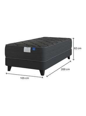 Imagen 2 del producto Cama Europea 1.5 Plazas Black Base Normal Gris Respaldo