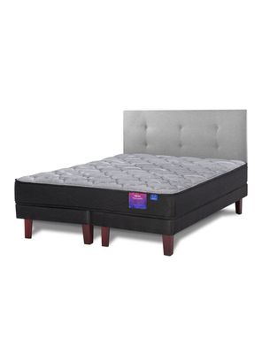 Cama Europea Therapedic Plus King + Respaldo Royal Gris