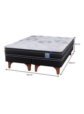 Imagen 2 del producto Cama Europea Seven Plus 2 Plazas Box Base Dividida + Respaldo Royal Gris