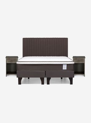 Imagen 2 del producto Cama Europea New Style 4 Plus Base Dividida 2 Plazas + Set Muebles Lucio Chocolate