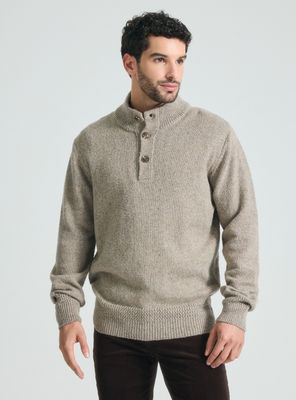 Sweater Half Button Grueso Lana