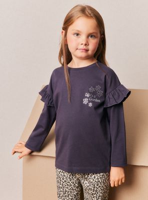 Polera Vuelos Estampado Frontal