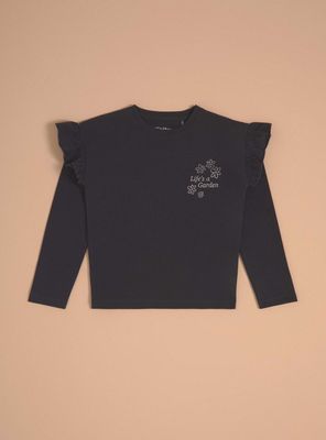 Polera Vuelos Estampado Frontal