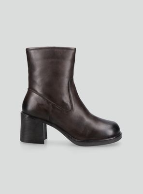 Imagen 2 del producto Botín Caña Ajustada Taco Columna Cuero Mujer