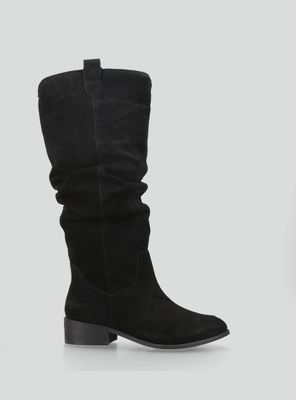 Bota Caña Alta Gamuza Efecto Arrugado Mujer