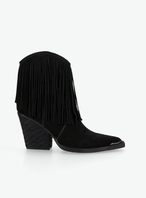 Botín Western Cuero Vaquero con Flecos y Punta Mujer